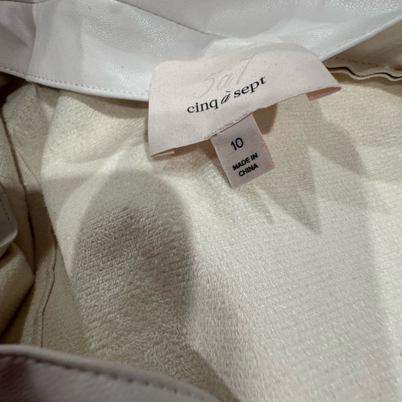 NEW CINQ À SEPT Off White one shoulder vegan leather Jacket US 10 - Picture 3 of 5